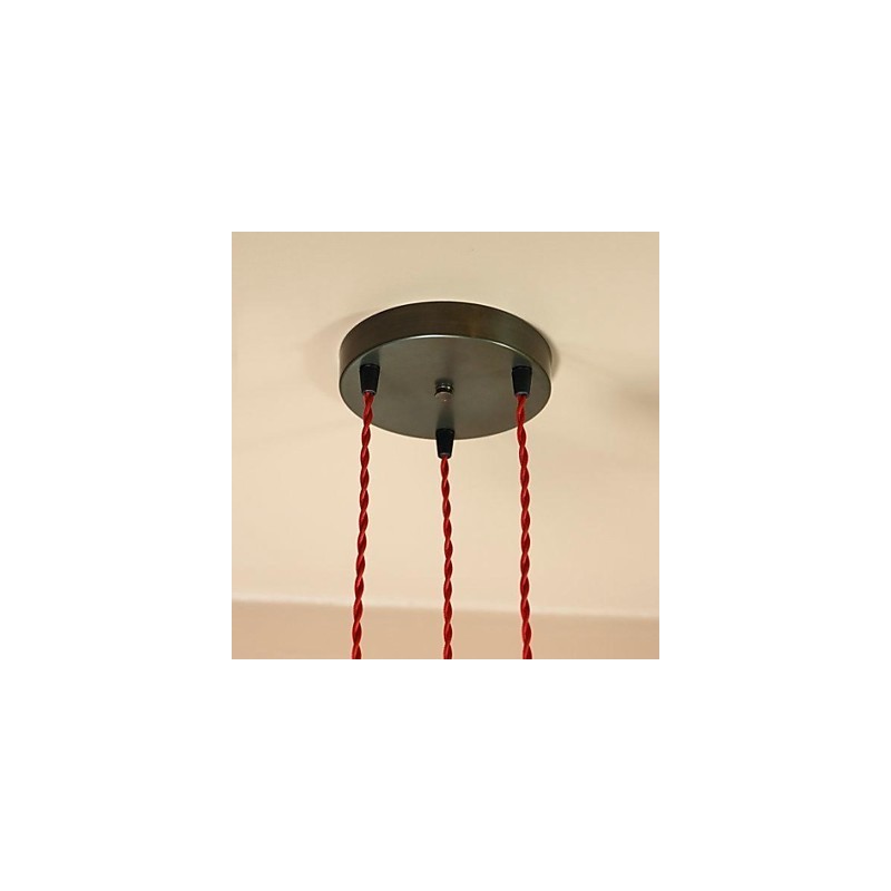 Lampada a sospensione country mini in metallo galvanizzato nera, 3 luci