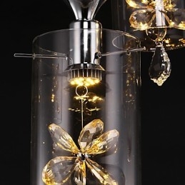 Lampada a sospensione in vetro trasparente moderno contemporaneo, 3 LED, catena 80 cm