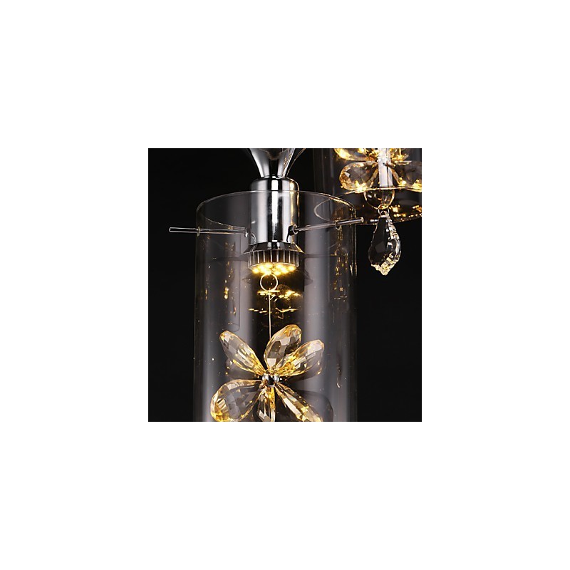 Lampada a sospensione in vetro trasparente moderno contemporaneo, 3 LED, catena 80 cm