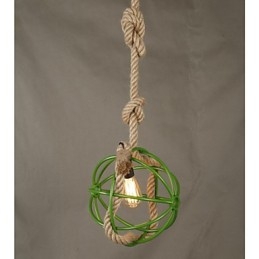 Lampadario a sospensione retrò stile caffè con corda regolabile verde e giallo