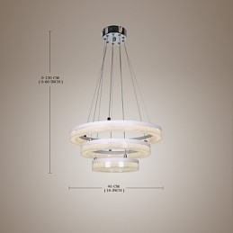 Lampada a sospensione LED in acrilico a 3 anelli regolabile