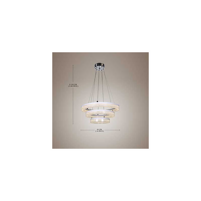 Lampada a sospensione LED in acrilico a 3 anelli regolabile
