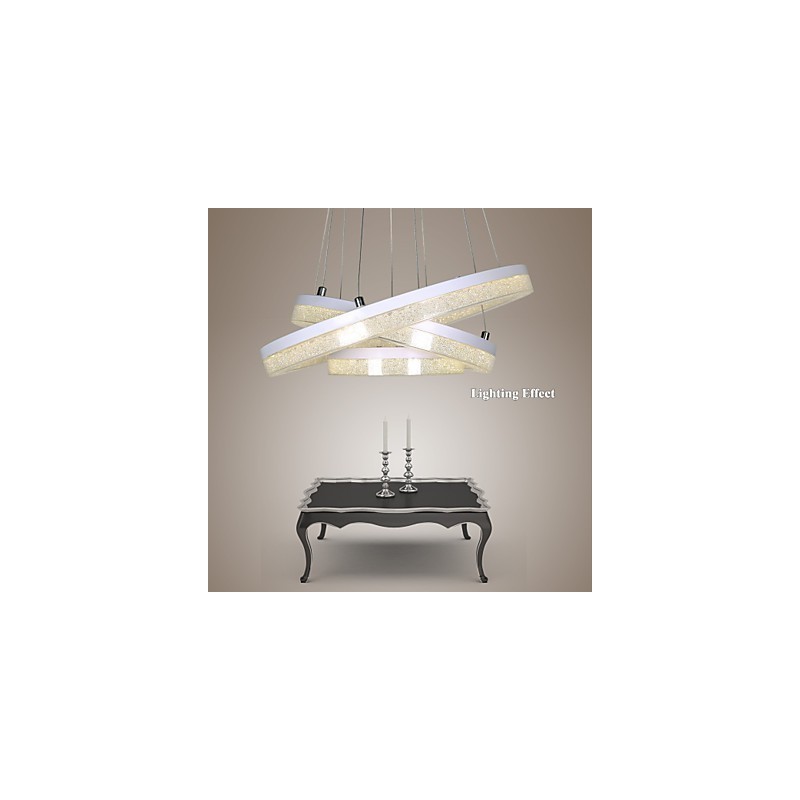 Lampada a sospensione LED in acrilico a 3 anelli regolabile