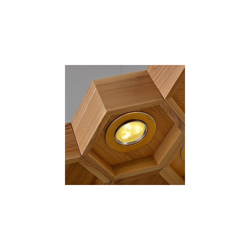 Lampadario a sospensione in legno/bambù a nido d'ape, design retrò rustico, 95 cm