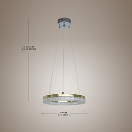 Lampada a sospensione moderna dorata in cristallo LED integrato, 40 cm