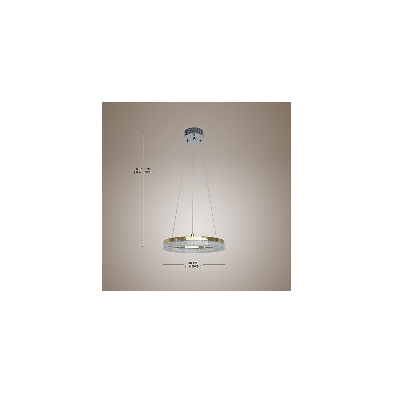 Lampada a sospensione moderna dorata in cristallo LED integrato, 40 cm